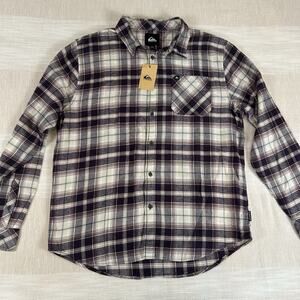 Quiksilver NWT Sz XL Mens Long Sleeve Flannel Shirt Purple Plaid Button Up